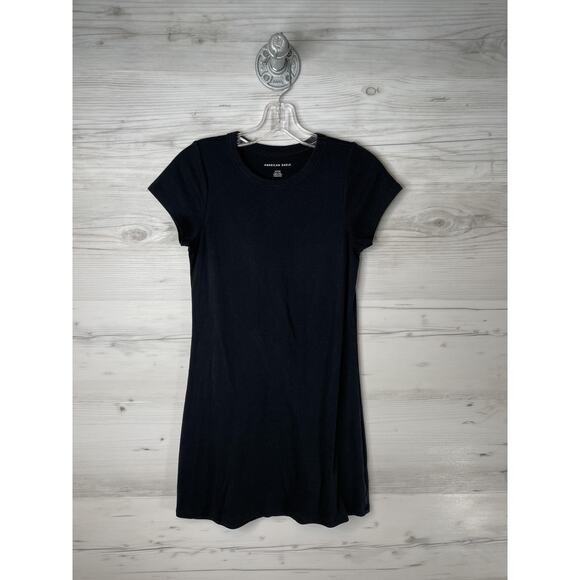 American Eagle Shirt Dress Womens Small Black Crewneck Short Sleeve Short - Picture 1 of 10